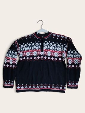 Hanna Andersson Boys Holiday Fair Isle Zip-Neck Sweater